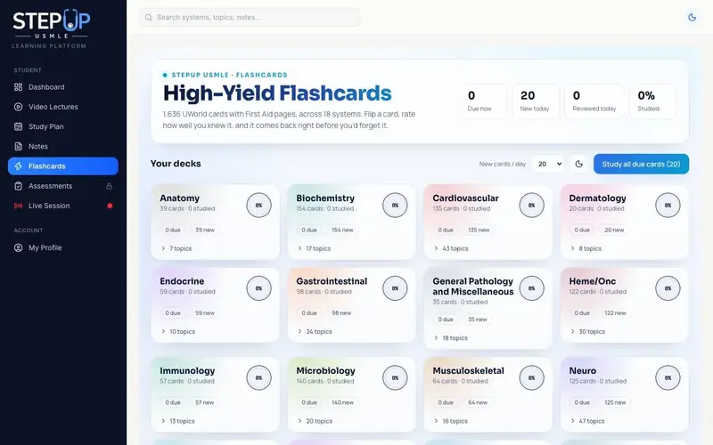 StepUp LMS: Flashcards