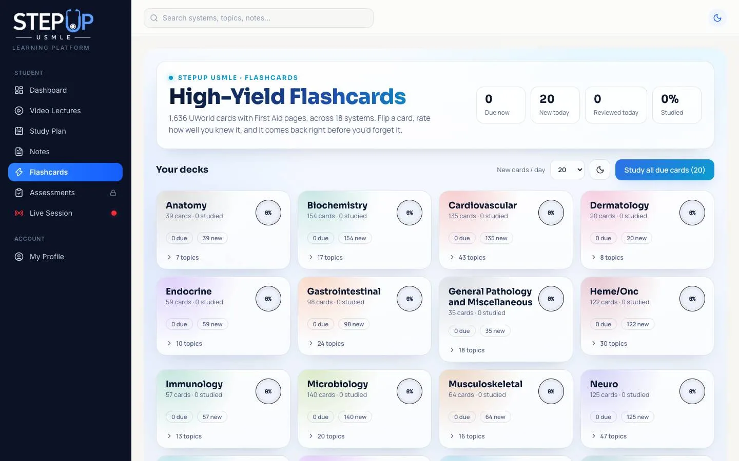 StepUp LMS: Flashcards