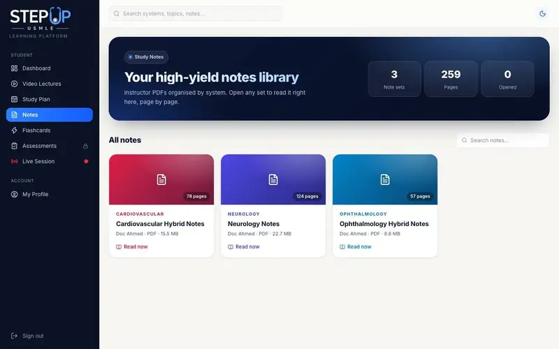 StepUp LMS: Notes