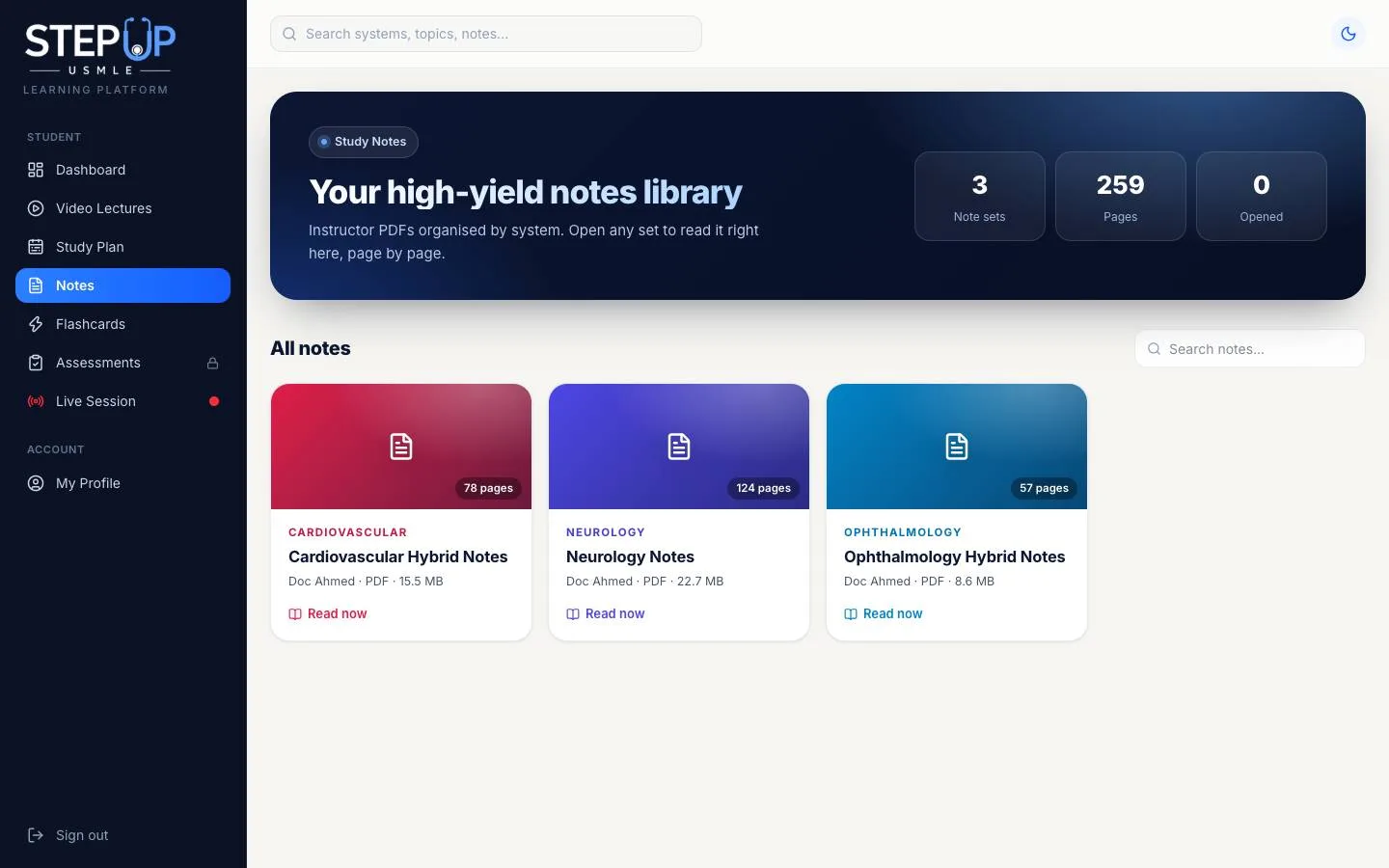StepUp LMS: Notes