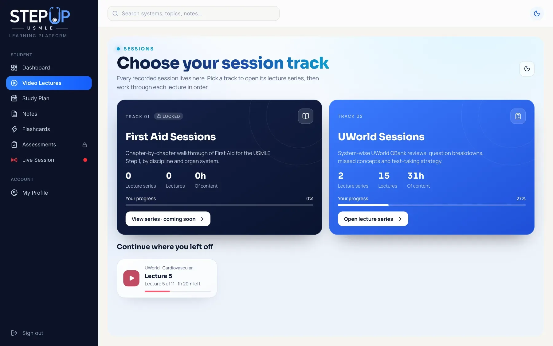 StepUp LMS: Video lectures